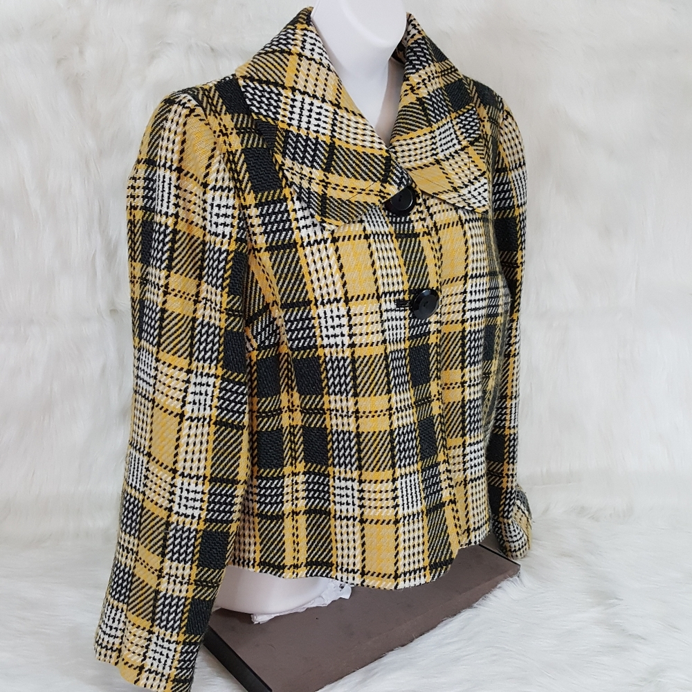 Yellow Plaid Women's Blazer - Picture 8 of 8